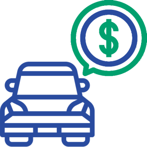 Icono de coche con símbolo de dolar - Gestión de vehículos